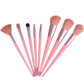Horse Hair Makeup Brush Set 8 Makeup Brushes (Color: pink)