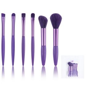 6 Piece Soft Hair Makeup Brush Set Portable Eyeshadow Brush Blush Brush Full Set of Makeup Tools (Color: purple)