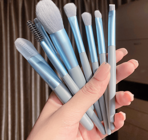 Morandi Color Matching Makeup Brush 8 Pcs Set Foundation Eye Shadow Blush Brush (Color: Blue)